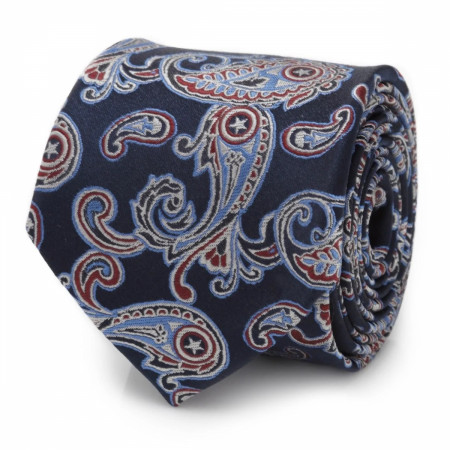 Captain America Shields Paisley All Over Silk Tie