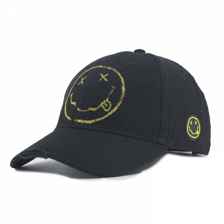 Nirvana Happy Face Logo Distressed Snapback Hat