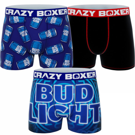Crazy Boxer Bud Light Cans and Logos Boxer Briefs 3-Pack