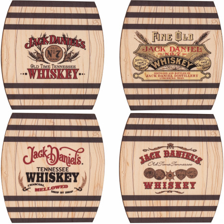 Jack Daniel’s Assorted Retro Logos 4-Piece Wooden Coaster Set
