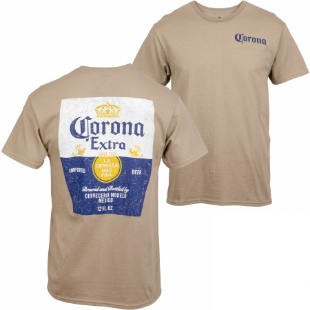 Corona Extra Label Sandy Colorway Front and Back Print T-Shirt