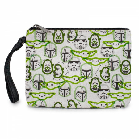 Star Wars The Mandalorian Character Faces Scattered Pocket Wristlet