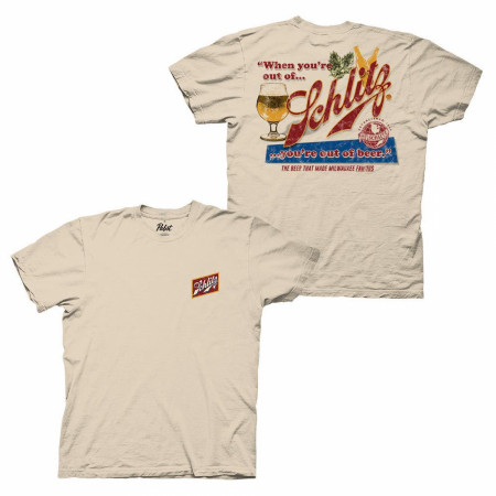 Schlitz Out of Beer Slogan Front and Back Print T-Shirt
