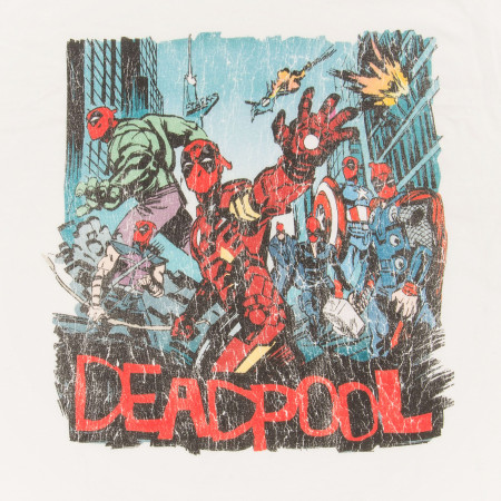 Deadpool Distressed Avengers Hero Scene T-Shirt