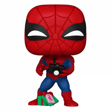 Spider-Man Festive Holiday with Open Gift Funko Pop! Vinyl Figure