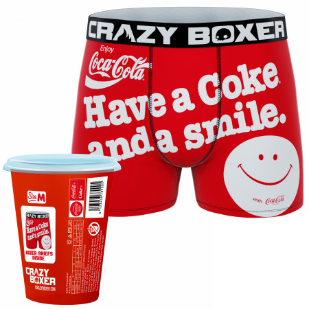 Crazy Boxers Coca-Cola Have a Smile Boxer Briefs in Soda Cup Packaging