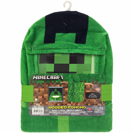 Minecraft Creeper Kids Beach Towel Hooded Poncho