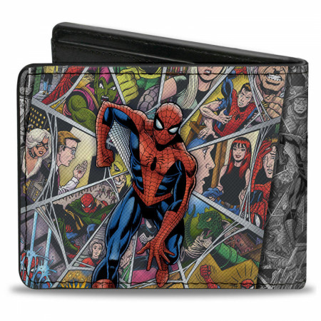Spider-Man Beyond Amazing Comic Web Scenes Collage Bi-Fold Wallet