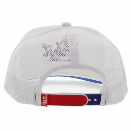 Pabst Blue Ribbon Embroidered Text Snapback Curved Bill Trucker Hat