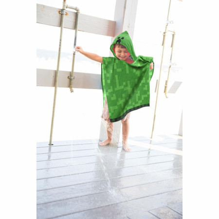 Minecraft Creeper Kids Beach Towel Hooded Poncho