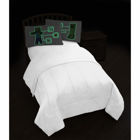 Minecraft Mobs Glow In The Dark Reversible Pillow Case 2-Pack