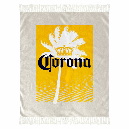 Corona Extra Crown Tree Tropical 50"x60" Beach Throw with Tassels