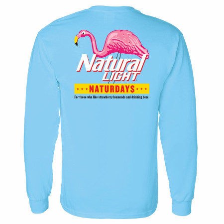 Natural Light Naturdays Flamingo Bright Blue Long Sleeve Shirt