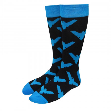 Nightwing Symbols and All Over Print Crew Socks 2-Pair Pack