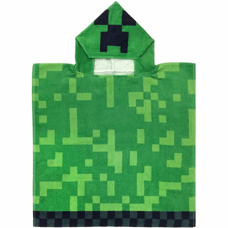 Minecraft Creeper Kids Beach Towel Hooded Poncho