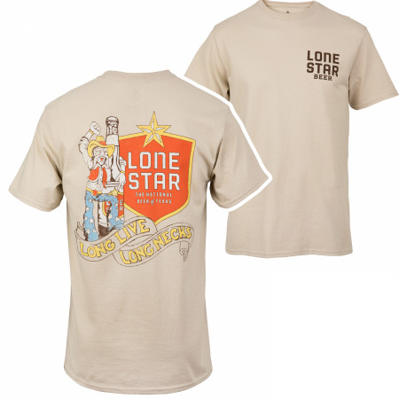 Lone Star Beer Long Live Long Necks Front and Back Print T-Shirt