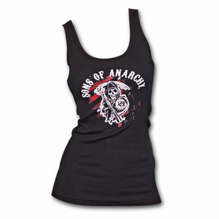 Sons Of Anarchy Black & Red Reaper Logo Women's Tank Top
