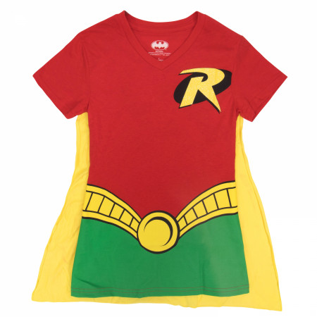 Robin Women's V-Neck Caped Costume T-Shirt