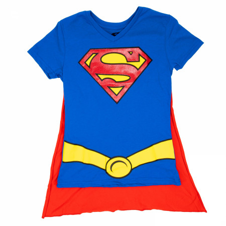 Supergirl Women's V-Neck Caped Costume T-Shirt