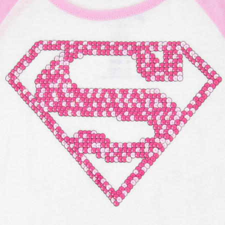 Supergirl Girls Pink Pattern Symbol T-Shirt