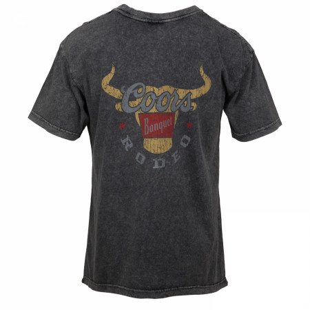 Coors Banquet Rodeo Long Horns Logo Distressed Front and Back T-Shirt