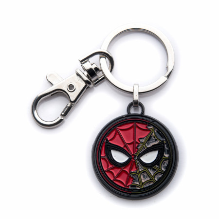 Spider-Man Split Mask Steel Keychain