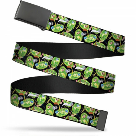Rick and Morty Portal Multi Character Scattered Webbing Belt