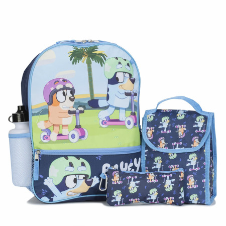 Bluey 5 Piece 16" Backpack Lunch Box Pencil Case Bottle and Carabine