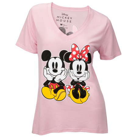 Mickey and Minnie Sitting Together Junior's Tunic T-Shirt