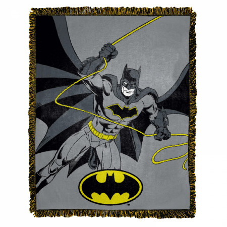 Batman Swinging into Action 46"x60" Woven Throw Blanket w/ Tassels