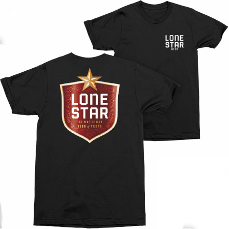 Lone Star Beer Badge Logo Front and Back Print T-Shirt