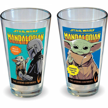 Star Wars The Mandalorian Grogu and Mando 2-Pack Pint Glass