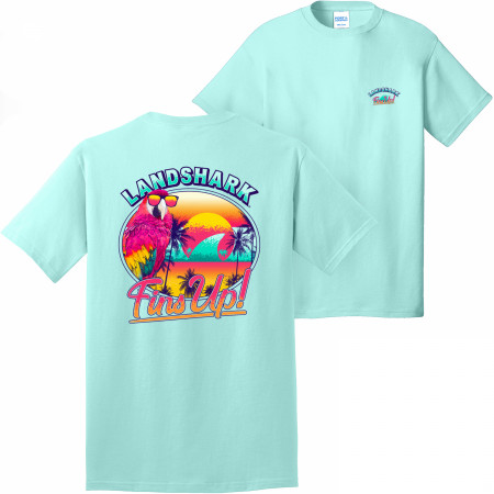 Margaritaville Landshark Parrot Fins Up! Front Back T-Shirt