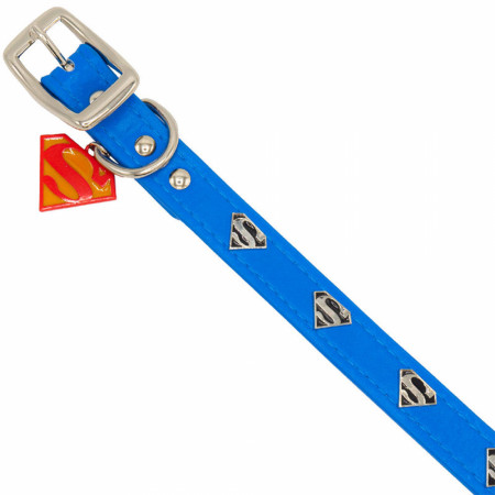 Superman With Shield Symbol & Metal Charm 0.75" Wide Dog Collar