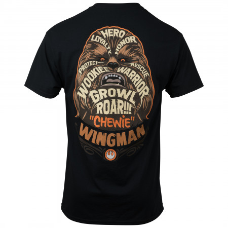 Star Wars Wing Man Chewie Front and Back Print T-Shirt