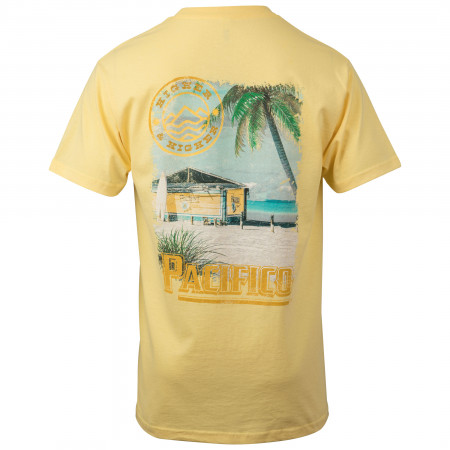 Pacifico Clara Beach Scene Front and Back Print T-Shirt