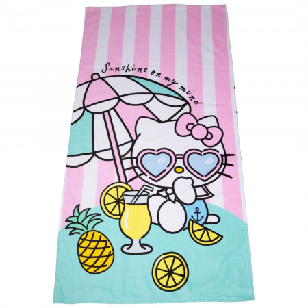 Hello Kitty Umbrella Drink Kawaii 30"x60" Beach Towel